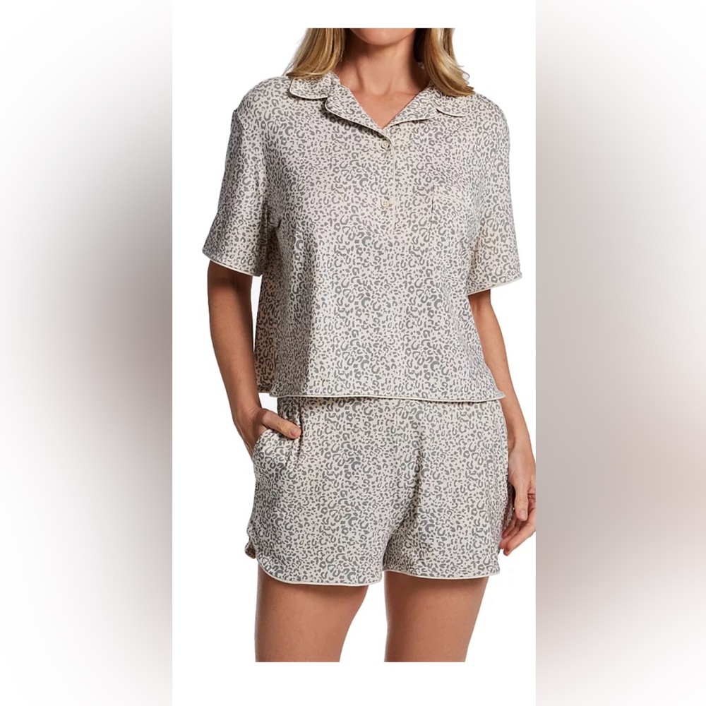 Tommy John Women's Downtime Gray Leopard Pajama Set